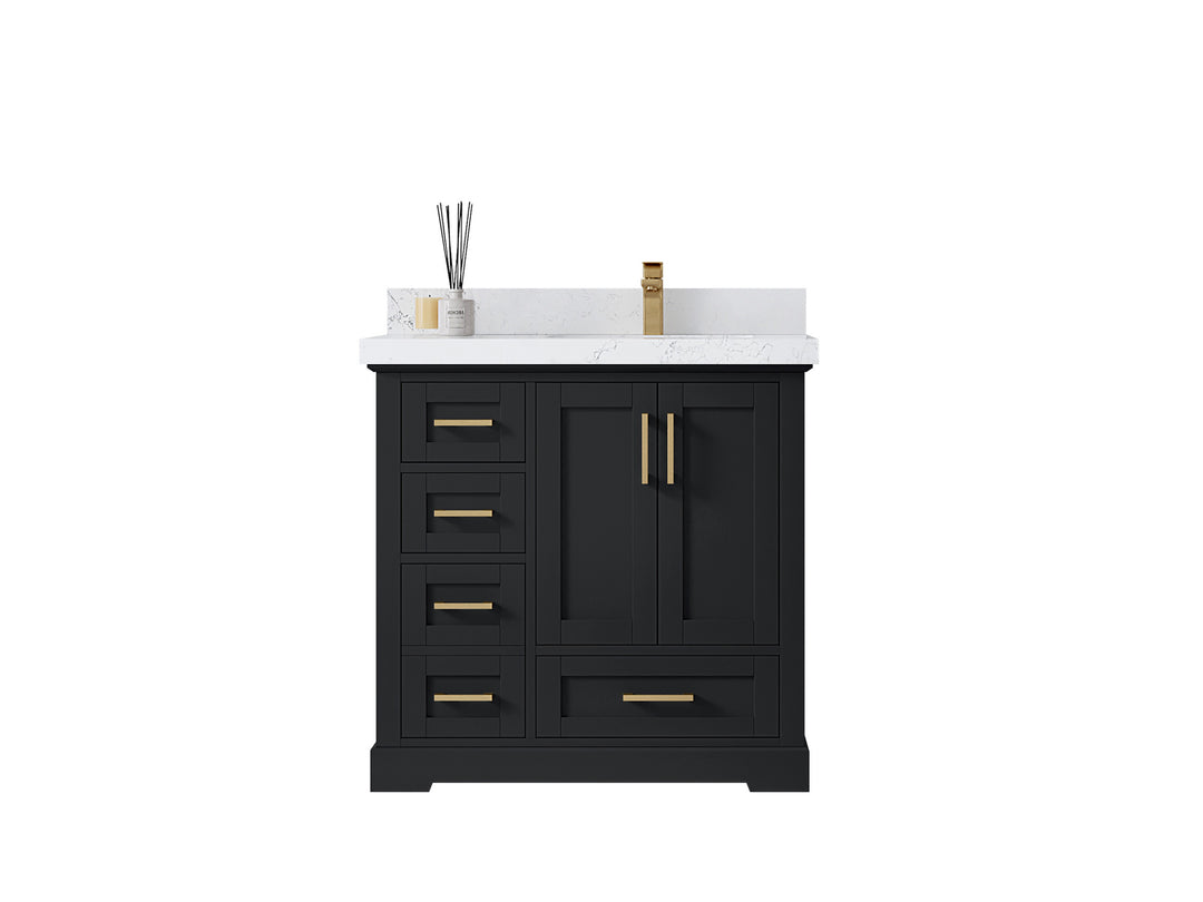 Boston 36 in. W x 22 in. D Single Sink Bathroom Vanity in Wrought Iron with Countertop - Clear View
