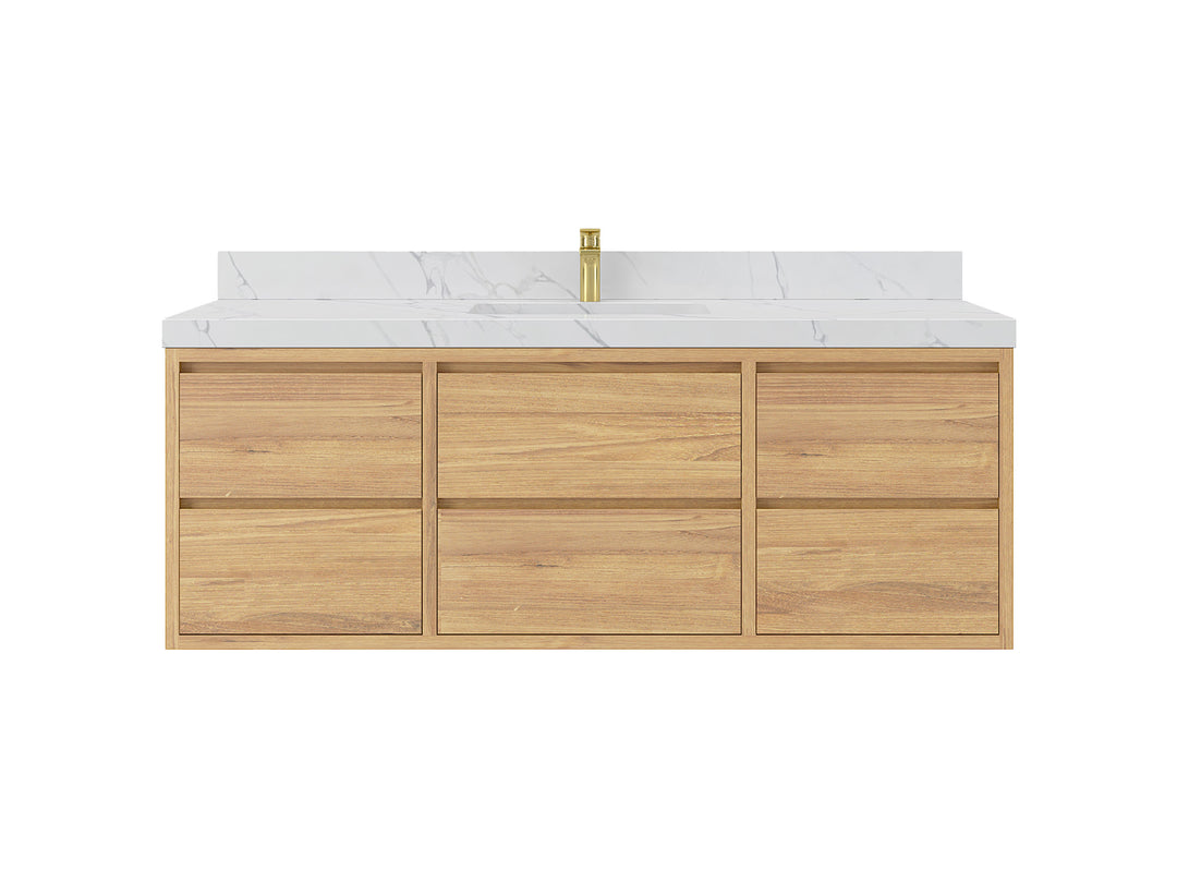 Madison Floating Teak 60 in. W x 22 in. D Single Sink Bathroom Vanity