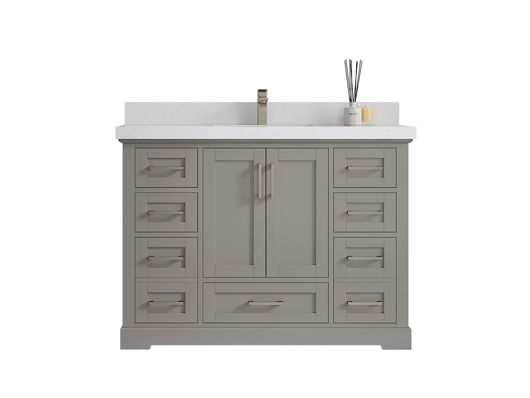Boston 48 in. W x 22 in. D Single Sink Bathroom Vanity in Fine Grain with Countertop - Clear View