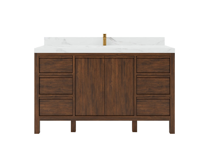 Elizabeth Teak Wood 60 in. W x 22 in. D Single Sink Bathroom Vanity - photo 1