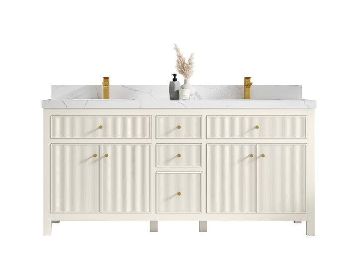 Sonoma 72 in W x 22 in D Free Standing Reeded Double Sink Bathroom Vanity - photo 1