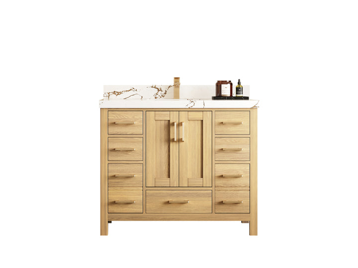 Malibu White Oak 42 in. W x 22 in. D Single Sink Bathroom Vanity - photo 1