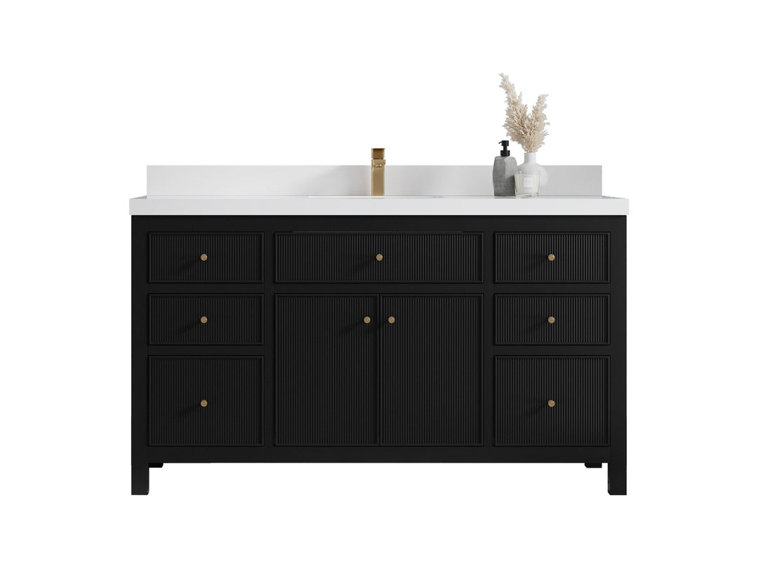 Sonoma 60 in W x 22 in D Free Standing Reeded Single Sink Bathroom Vanity