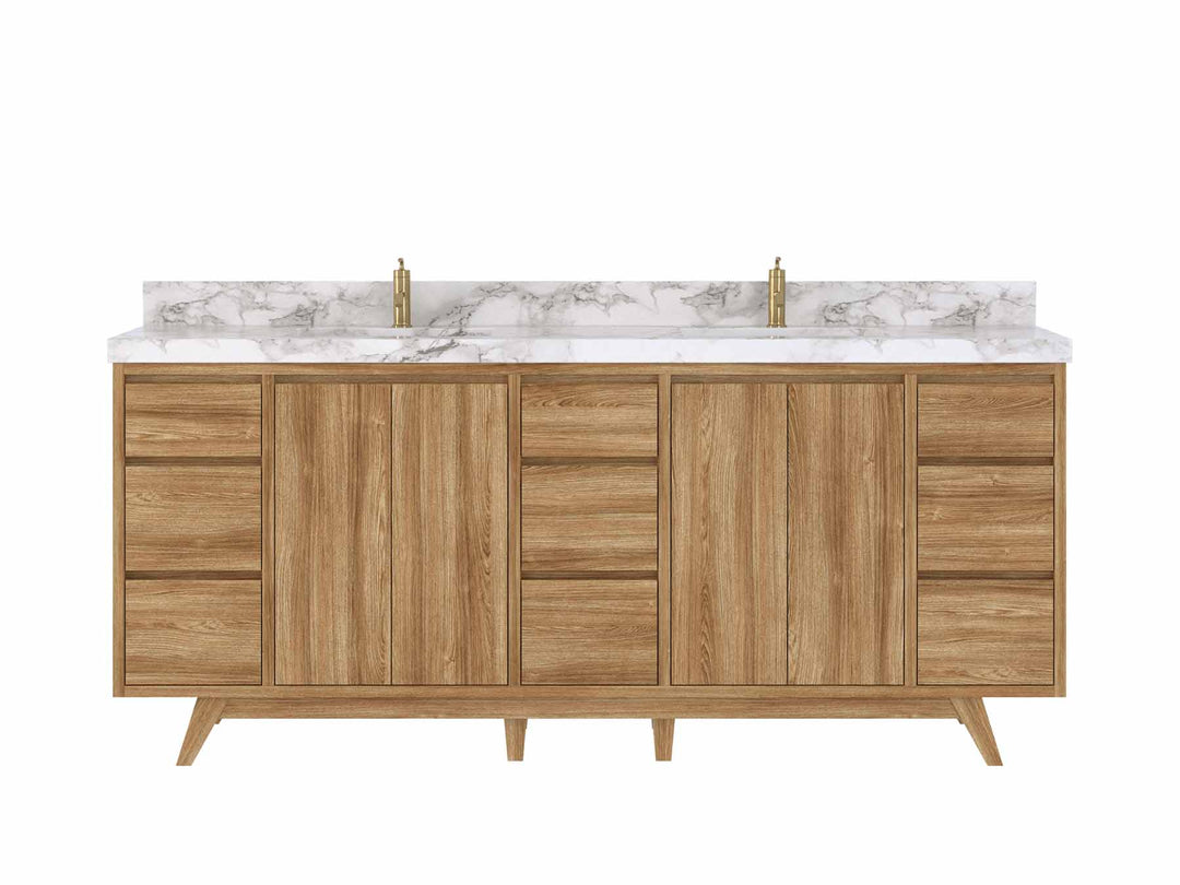Madison Teak Wood 80 in. W x 22 in. D Double Sink Bathroom Vanity