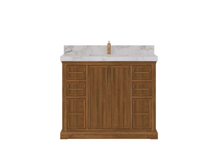 Alys Teak Wood 42 in. W x 22 in. D Single Sink Bathroom Vanity - photo 1