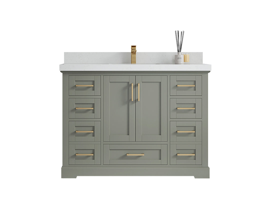 Boston 48 in. W x 22 in. D Single Sink Bathroom Vanity in Evergreen with Countertop - Clear View