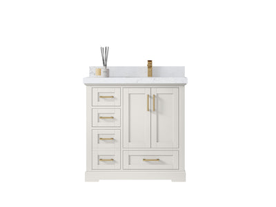 Boston 36 in. W x 22 in. D Single Sink Bathroom Vanity in Alabaster with Countertop - Clear View