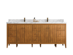 Atlanta Teak Wood 84 in. W x 22 in. D Double Sink Bathroom Vanity - photo 1