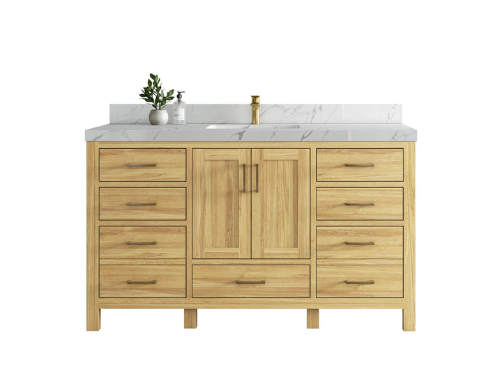 Malibu Teak Wood 60 in. W x 22 in. D Single Sink Bathroom Vanity - photo 1