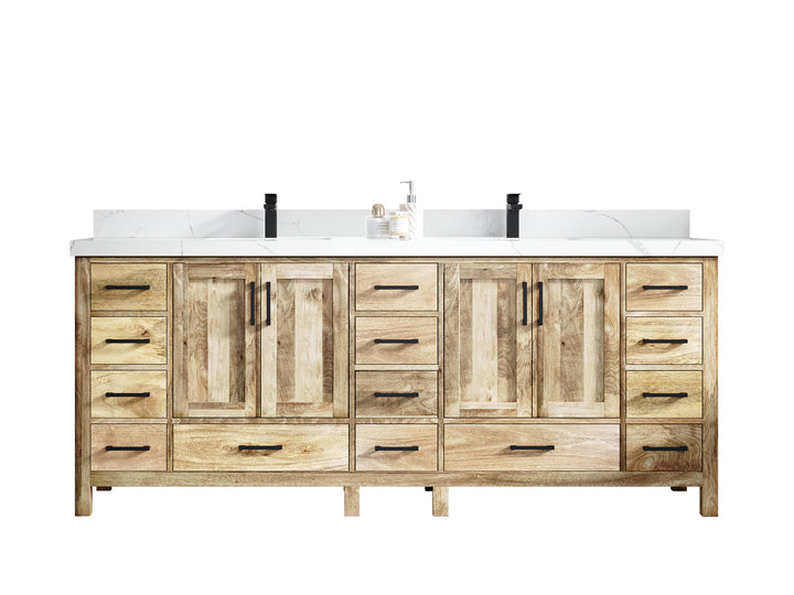 Malibu Mango Wood 84 in. W x 22 in. D Double Sink Bathroom Vanity - photo 1