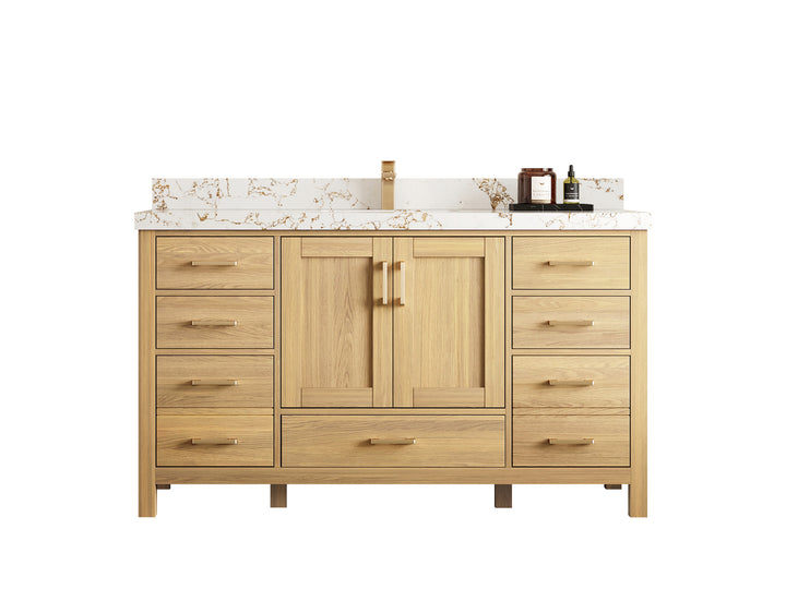 Malibu White Oak 60 in. W x 22 in. D Single Sink Bathroom Vanity - photo 1