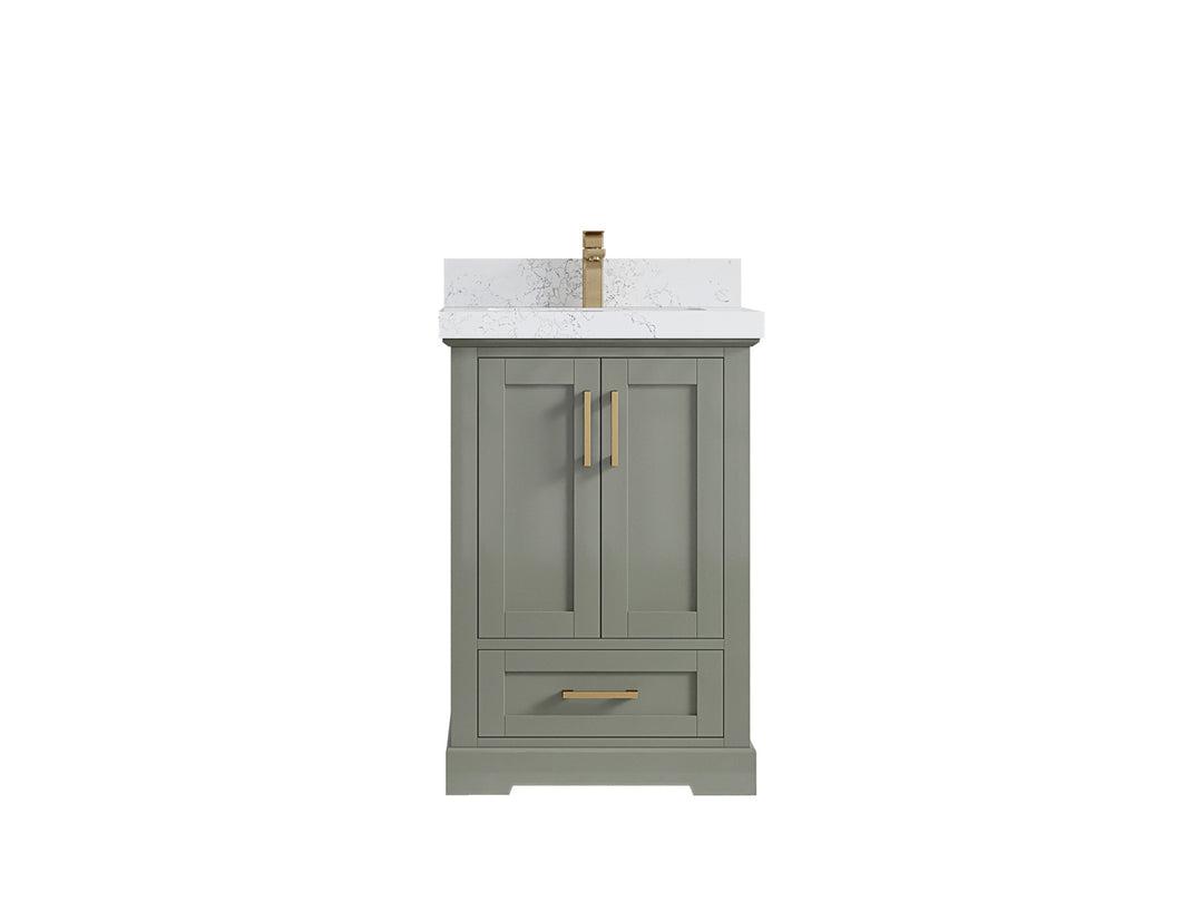 Boston 24 in. W x 22 in. D Single Sink Bathroom Vanity in Evergreen with Countertop - Clear View
