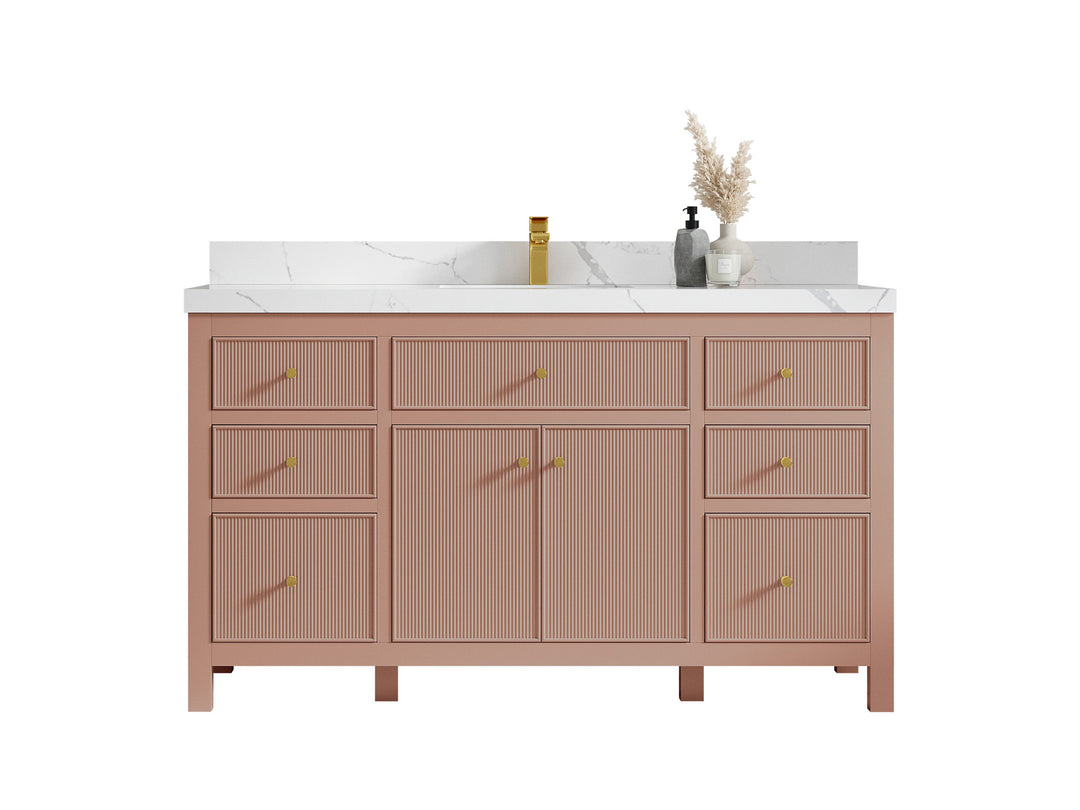 Sonoma 60 in W x 22 in D Free Standing Reeded Single Sink Bathroom Vanity