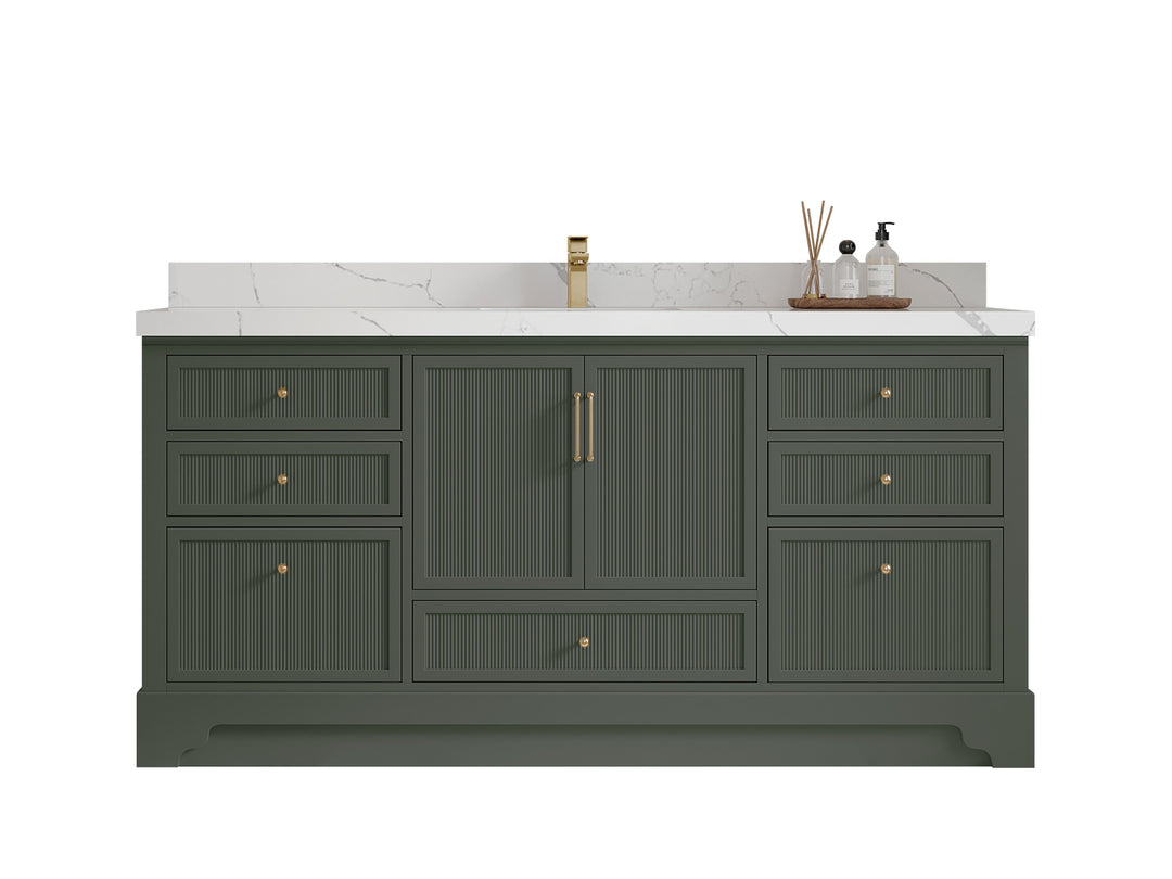 Alys 72 in. W x 22 in. D Single Sink Bathroom Vanity in Pewter Green with countertop