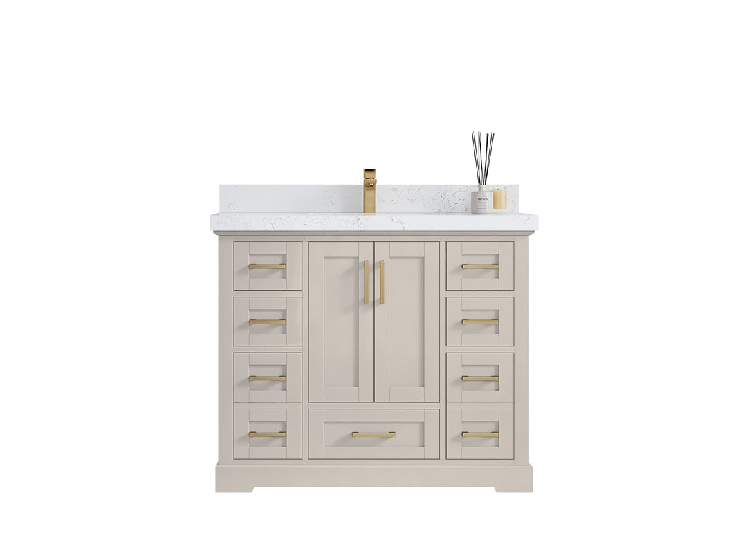 Boston 42 in. W x 22 in. D Single Sink Bathroom Vanity in Fine Grain with Countertop - Clear View