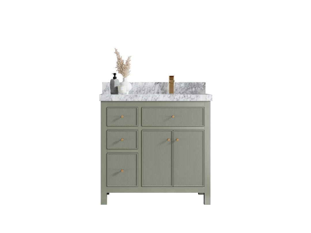 Sonoma 36 in. W x 22 in. D Right Offset Sink Bathroom Vanity in Evergreen with countertop