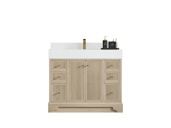Manhattan White Oak 42 in. W x 22 in. D Single Sink Bathroom Vanity - photo 1