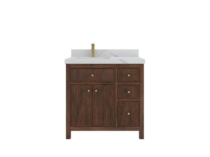 Sonoma Teak Wood 36 in. W x 22 in. D Left Offset Sink Bathroom Vanity - photo 1