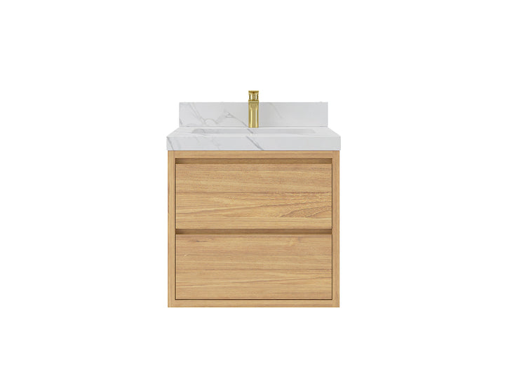 Madison Floating Teak 24 in. W x 22 in. D Single Sink Bathroom Vanity - photo 1