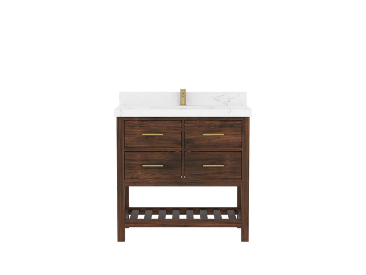 Parker Teak Wood 36 in. W x 22 in. D Center Sink Bathroom Vanity - photo 1