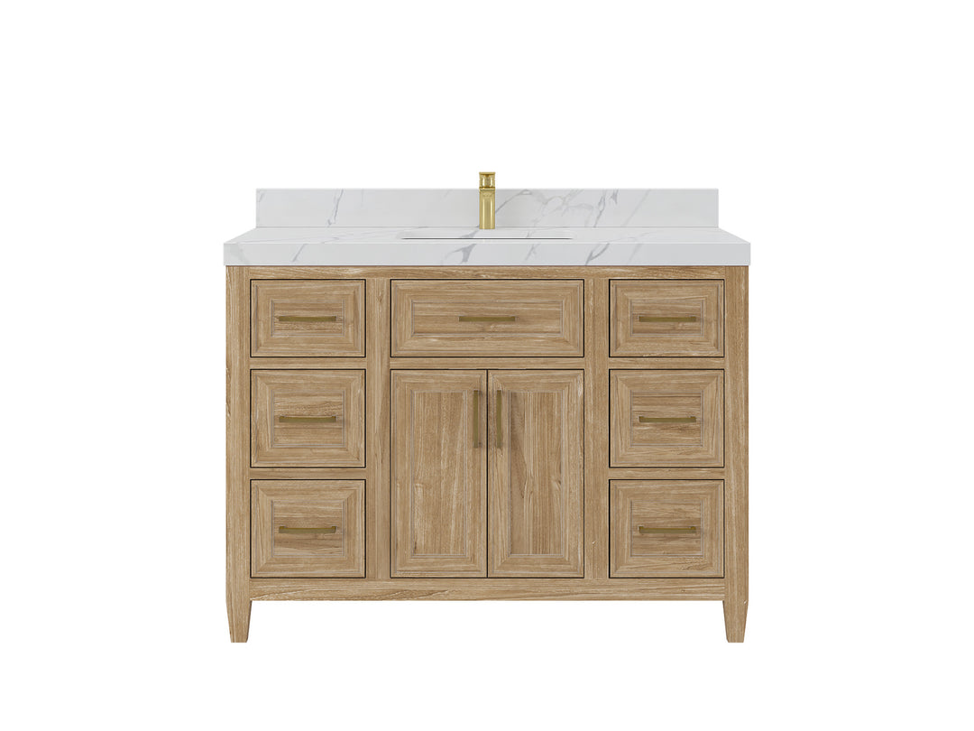 Santa Monica Teak Wood 48 in. W x 22 in. D Single Sink Bathroom Vanity