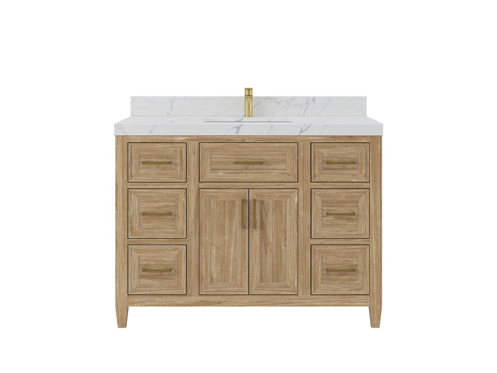 Santa Monica Teak Wood 48 in. W x 22 in. D Single Sink Bathroom Vanity - photo 1