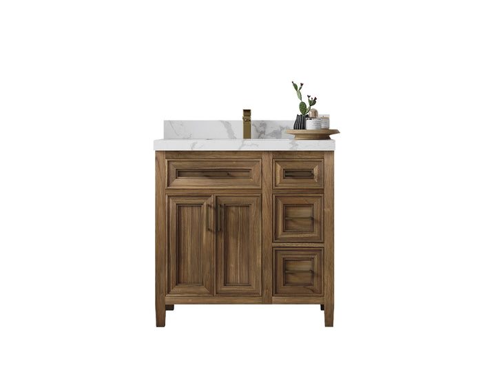 Santa Monica Teak Wood 36 in. W x 22 in. D Single Sink Bathroom Vanity - photo 1