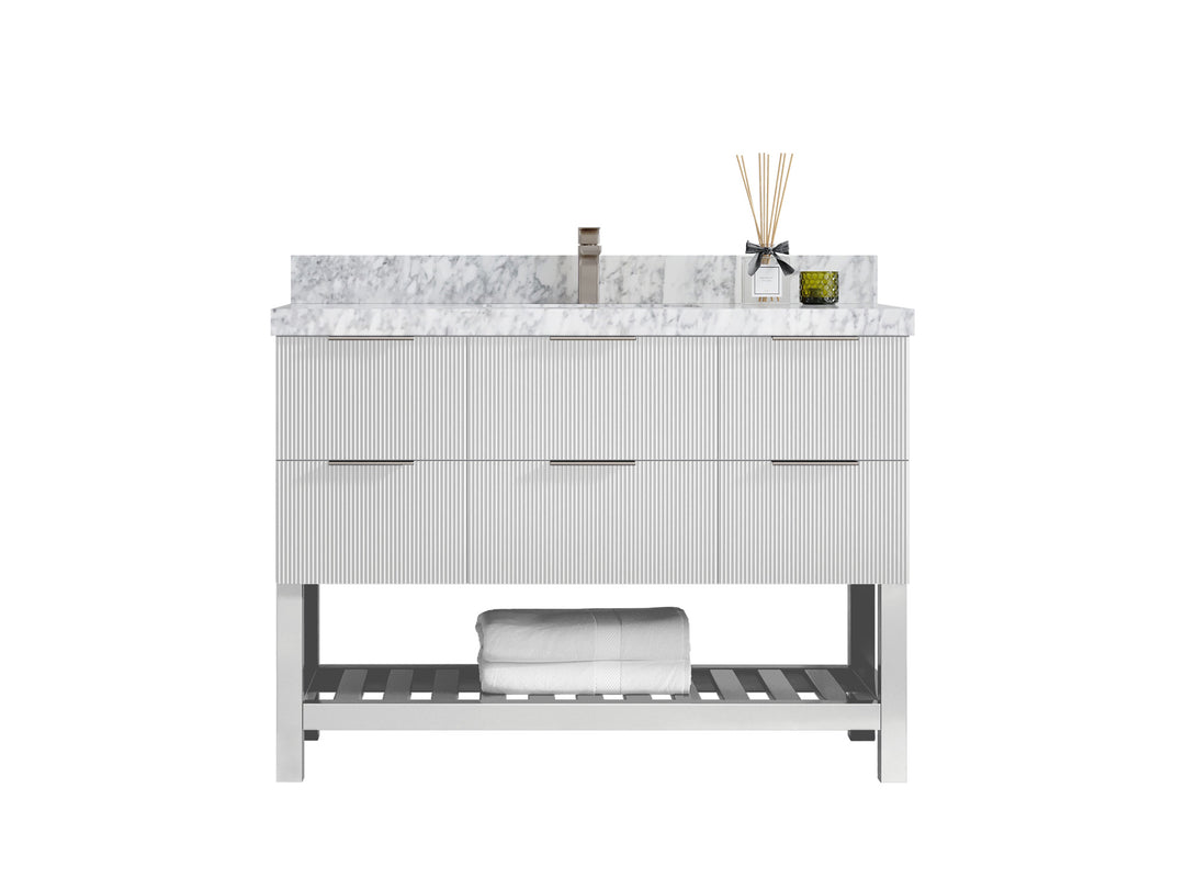 Catalina 48 in. W x 22 in. D Single Sink Bathroom Vanity in White with Countertop - Clear View