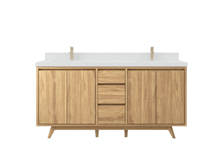 Madison Teak Wood 72 in. W x 22 in. D Double Sink Bathroom Vanity - photo 1