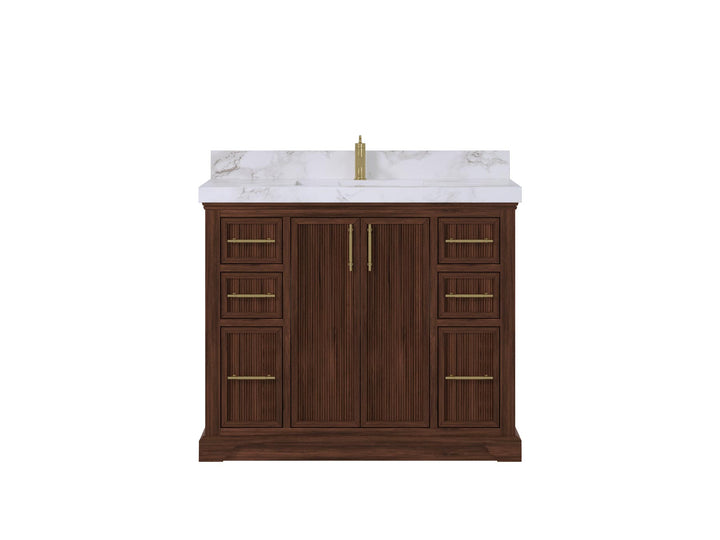 Alys Teak Wood 42 in. W x 22 in. D Single Sink Bathroom Vanity - photo 1