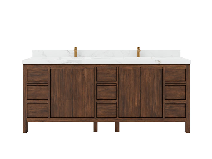 Elizabeth Teak Wood 84 in. W x 22 in. D Double Sink Bathroom Vanity - photo 1