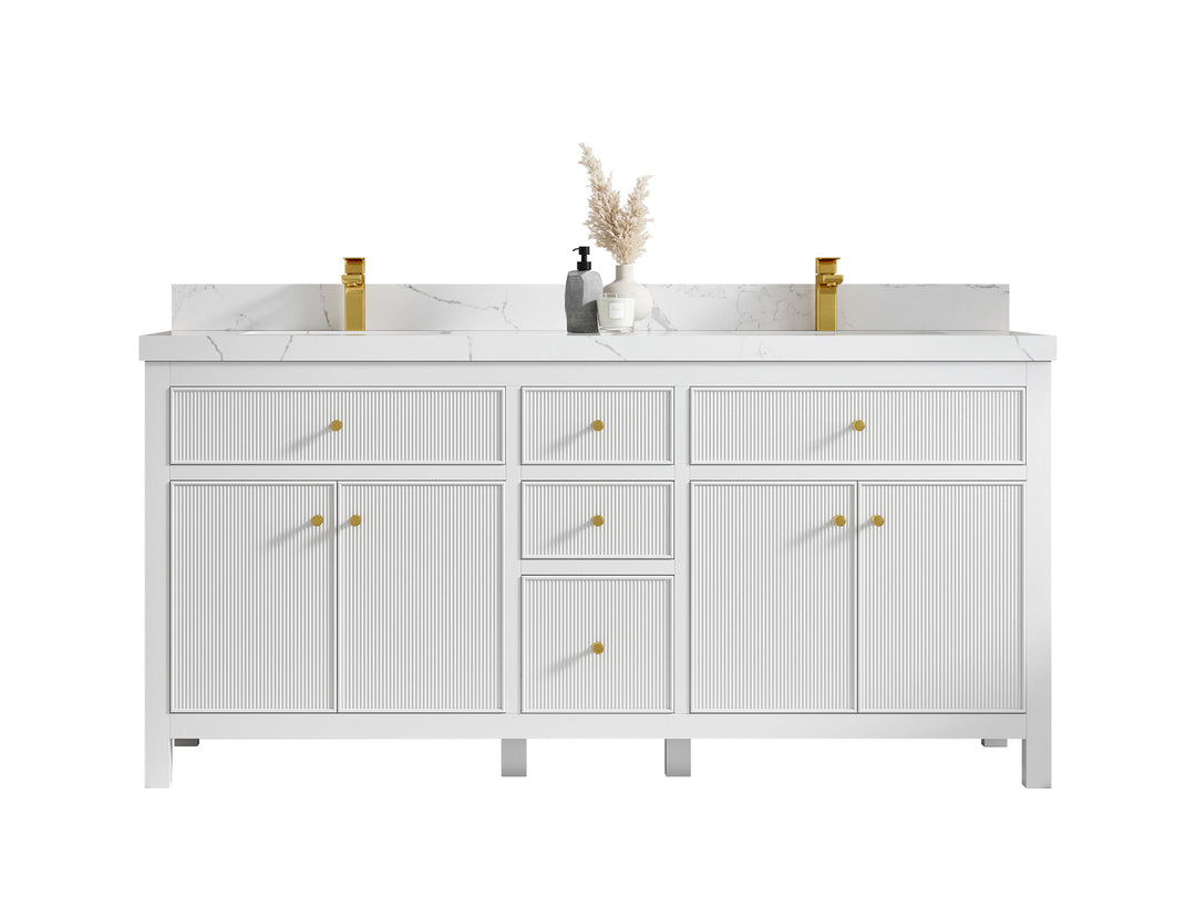 Sonoma 72 in W x 22 in D Free Standing Reeded Double Sink Bathroom Vanity
