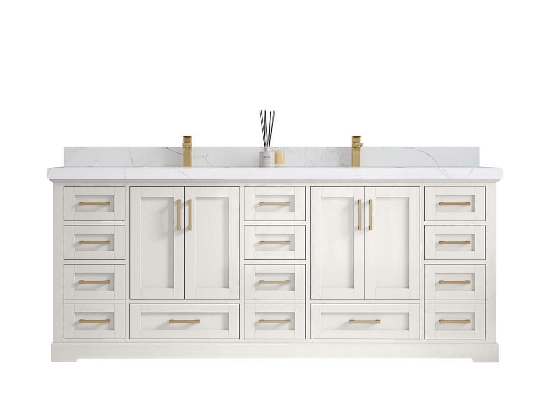 Boston 84 in. W x 22 in. D Double Sink Bathroom Vanity in Alabaster with Countertop - Clear View