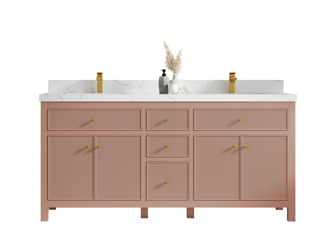 Sonoma 72 in W x 22 in D Free Standing Reeded Double Sink Bathroom Vanity