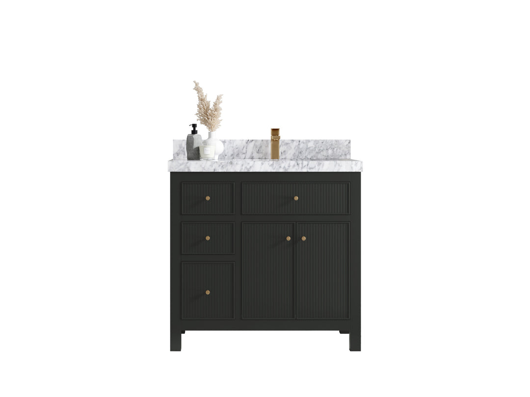 Sonoma 36 in. W x 22 in. D Right Offset Sink Bathroom Vanity in Black Top with countertop