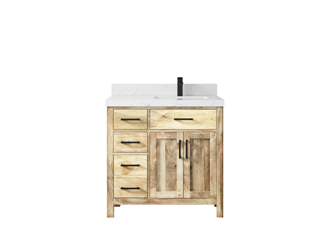 Malibu Mango Wood 36 in. W x 22 in. D Right Offset Sink Bathroom Vanity