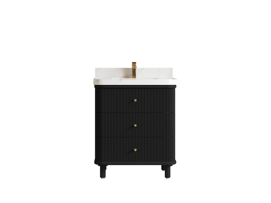 Miami 30 in. W x 22 in. D Single Sink Bathroom Vanity in Black with Countertop - Clear View