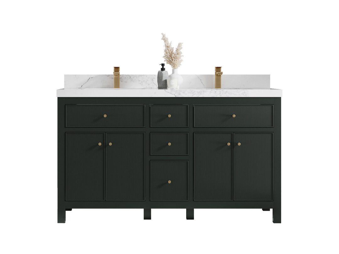 Sonoma 60 in W x 22 in D Free Standing Reeded Double Sink Bathroom Vanity