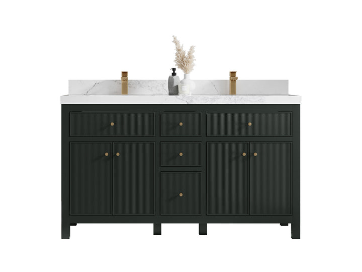 Sonoma 60 in W x 22 in D Free Standing Reeded Double Sink Bathroom Vanity - photo 1