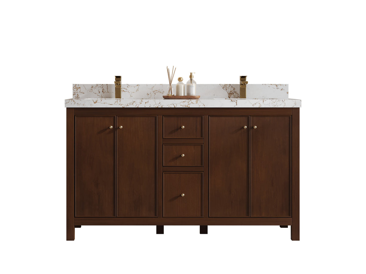 Chicago Teak 60 in. W x 22 in. D Double Sink Bathroom Vanity