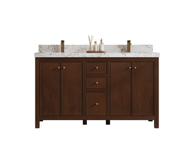 Chicago Teak 60 in. W x 22 in. D Double Sink Bathroom Vanity