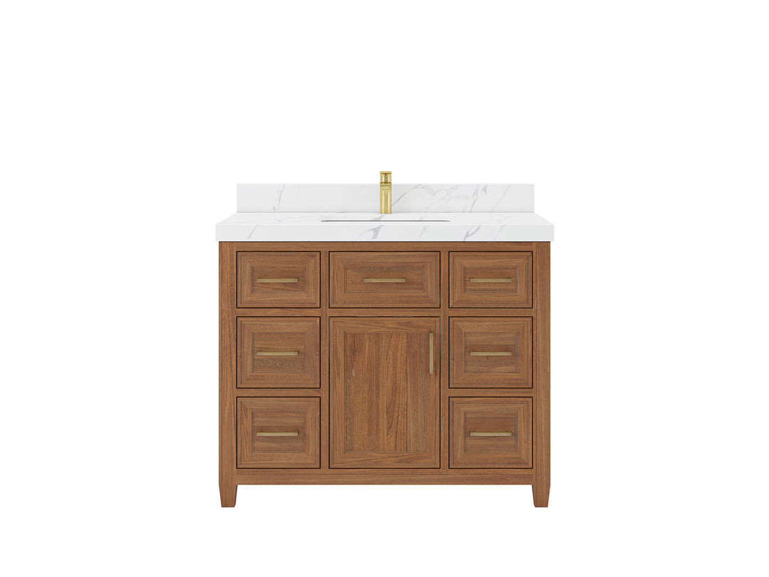 Santa Monica Teak Wood 42 in. W x 22 in. D Single Sink Bathroom Vanity