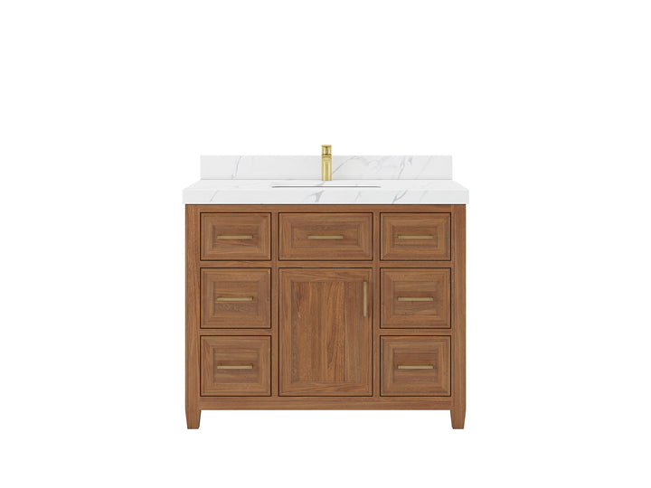 Santa Monica Teak Wood 42 in. W x 22 in. D Single Sink Bathroom Vanity - photo 1