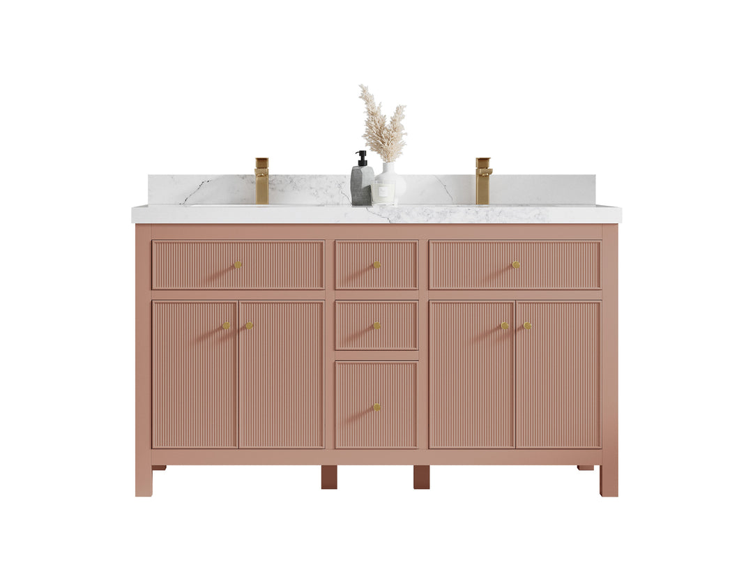 Sonoma 60 in W x 22 in D Free Standing Reeded Double Sink Bathroom Vanity