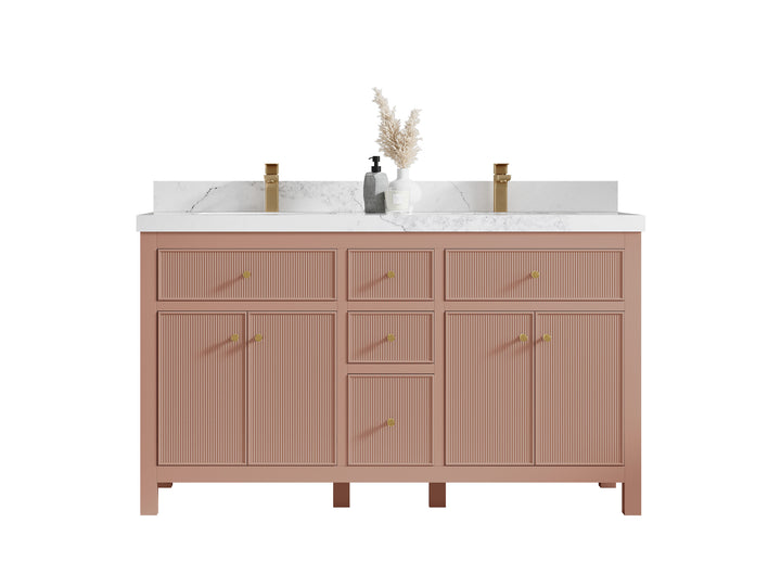 Sonoma 60 in W x 22 in D Free Standing Reeded Double Sink Bathroom Vanity - photo 1