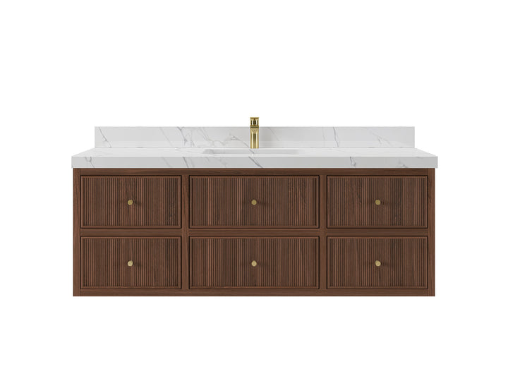 Sonoma Floating Teak 60 in. W x 22 in. D Single Sink Bathroom Vanity - photo 1