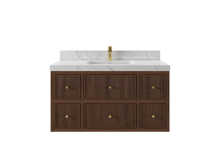 Sonoma Floating Teak 42 in. W x 22 in. D Single Sink Bathroom Vanity - photo 1
