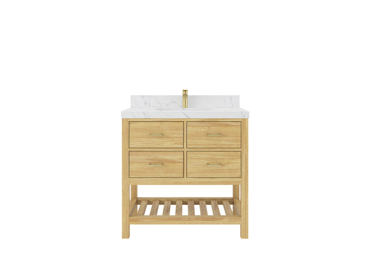 Parker Teak Wood 36 in. W x 22 in. D Center Sink Bathroom Vanity - photo 1