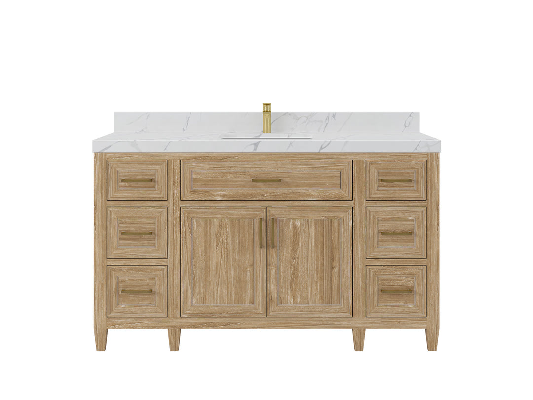 Santa Monica Teak Wood 60 in. W x 22 in. D Single Sink Bathroom Vanity