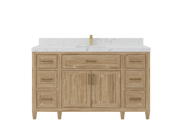 Santa Monica Teak Wood 60 in. W x 22 in. D Single Sink Bathroom Vanity - photo 1